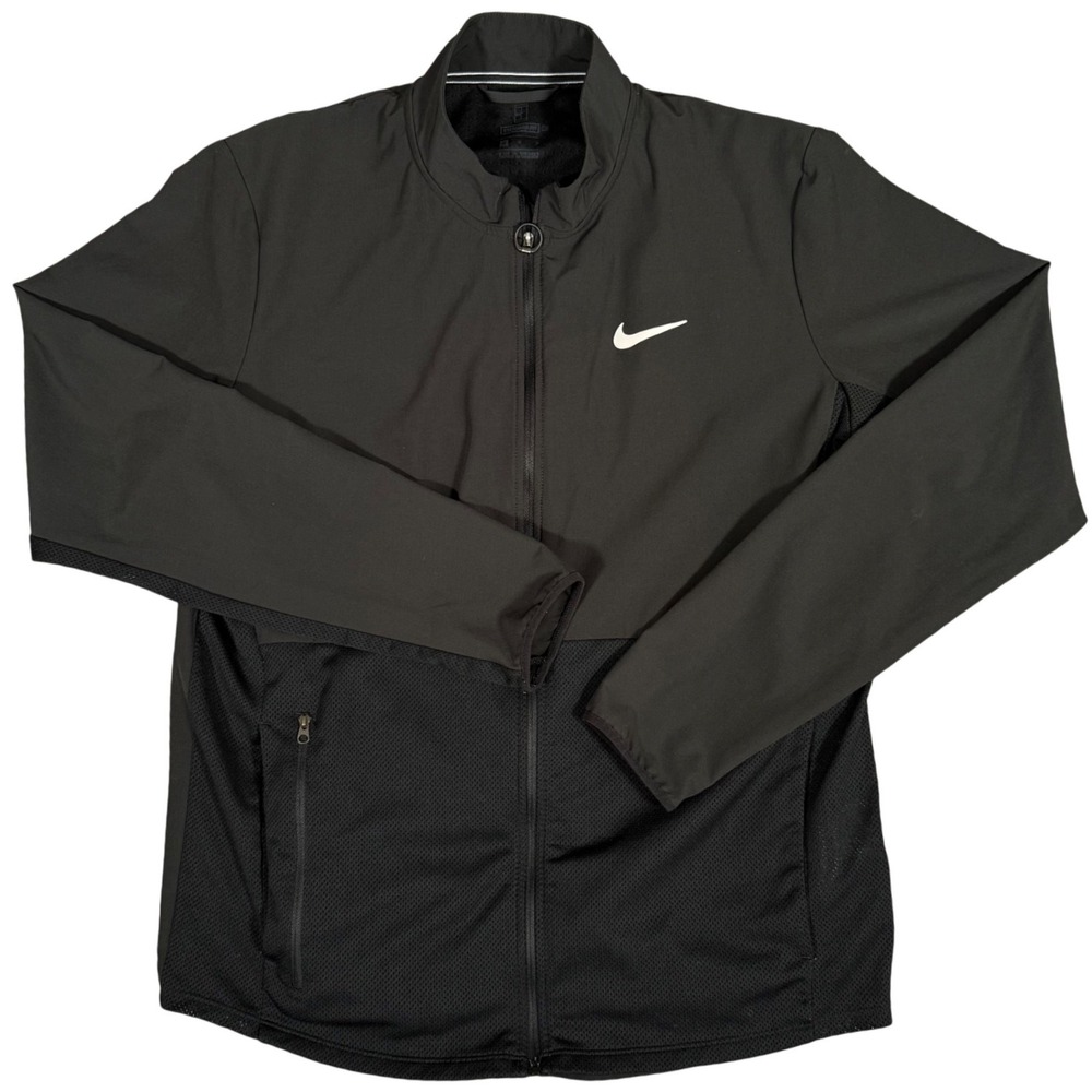 Nike Court Men Medium Black Full Zip Tennis Jacket Mesh Panel Standard Fit - Picture 1 of 7